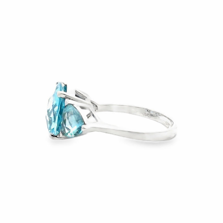 Estate Sterling Silver 12.60CTW Cushion & Trillion Blue Topaz Three Stone Ring