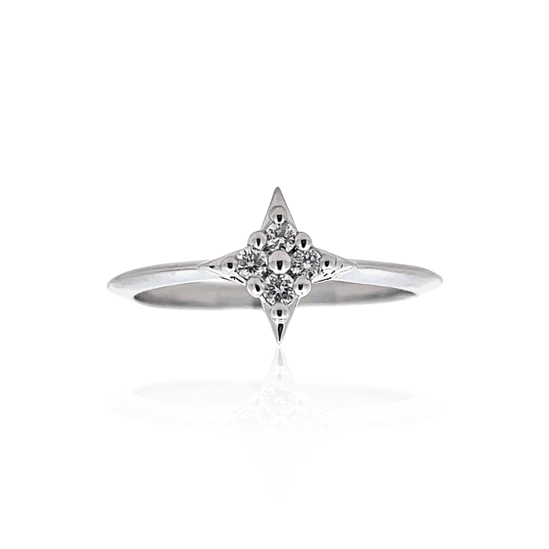 Sterling Silver 0.10CTW Diamond Star Ring