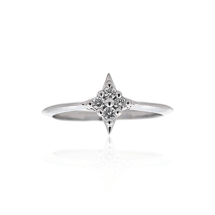Sterling Silver 0.10CTW Diamond Star Ring