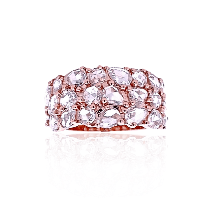14K Rose Gold 2.19CTW Rose-Cut Diamond Multi Row Band