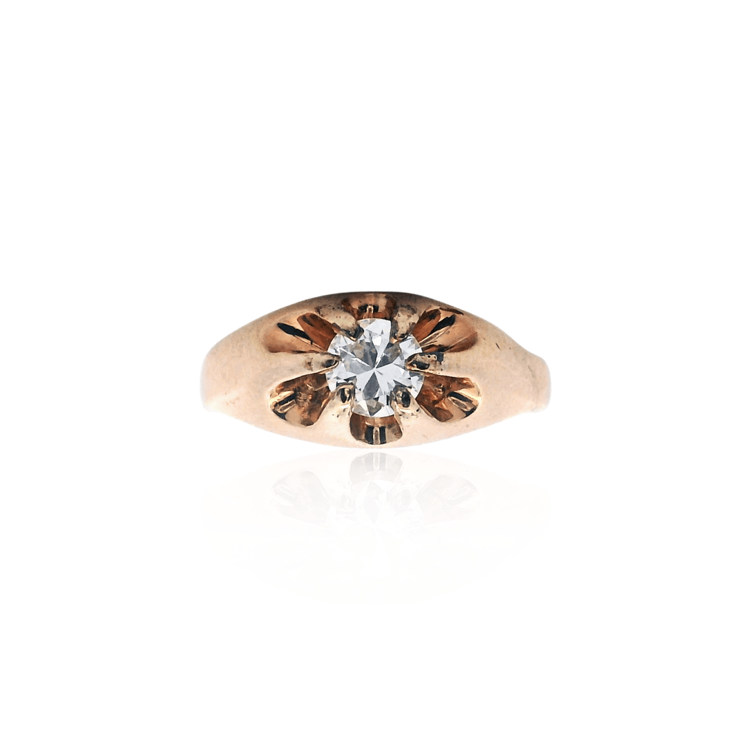 Estate 14K Yellow Gold 0.30CTW Diamond Solitaire Vintage Engagement Ring