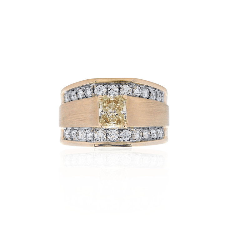 Estate 14K Yellow Gold 1.65CTW Radiant-Cut Fancy Yellow Diamond Ring