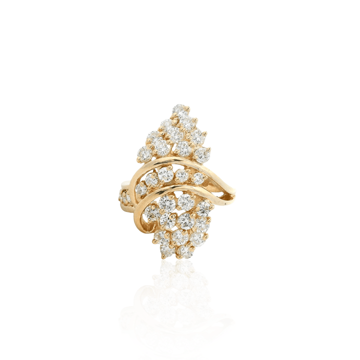 Estate 14K Yellow Gold 1.85CTW Diamond Cluster Ring