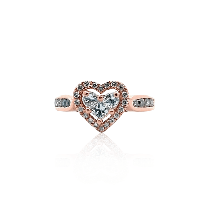 Estate 14K Rose Gold 0.67CTW Diamond Heart Halo Ring