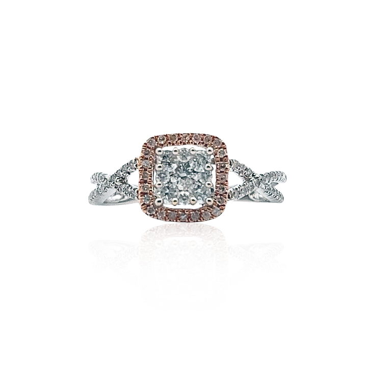 Estate 10K White & Rose Gold 0.46CTW Diamond Cluster & Halo Ring