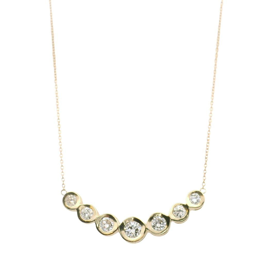 Estate 14K Yellow Gold Contemporary Diamond Bezel Necklace
