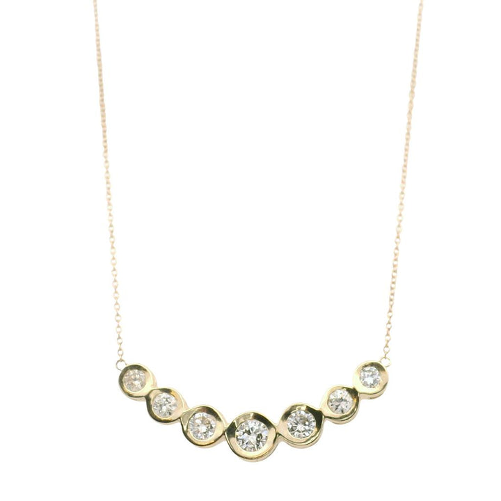 Estate 14K Yellow Gold Contemporary Diamond Bezel Necklace