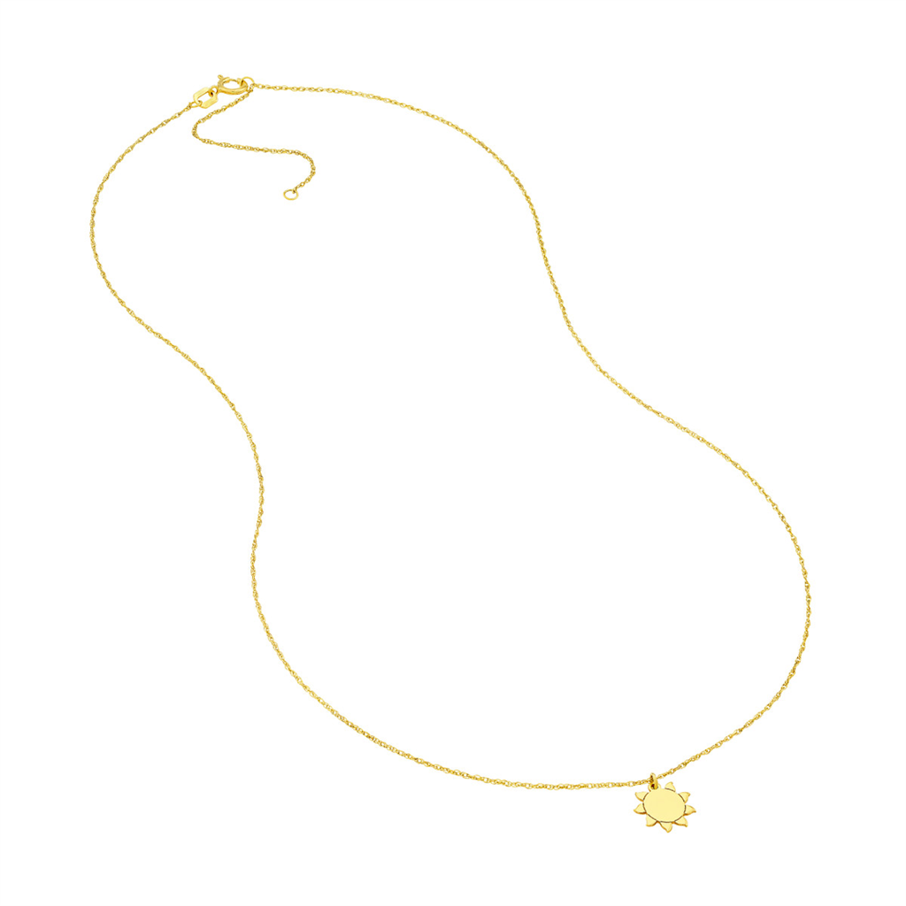 14K Yellow Gold Sun Pendant Necklace by Midas Chain