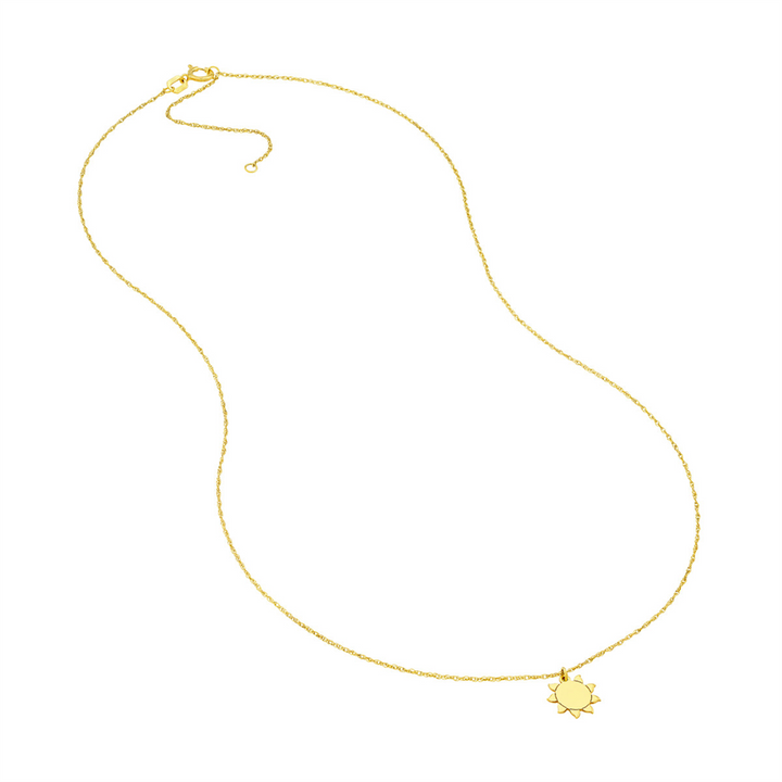 14K Yellow Gold Sun Pendant Necklace by Midas Chain