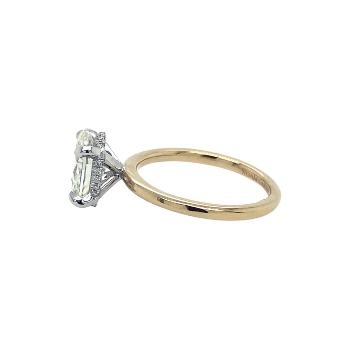 14K Gold & Platinum 0.05CTW Diamond Hidden Halo Engagement Ring Mounting