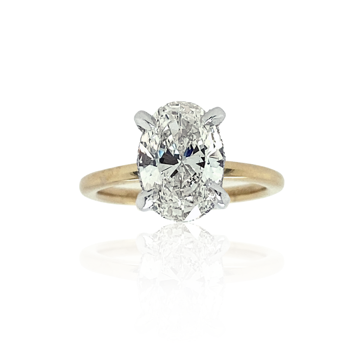 14K Gold & Platinum 0.05CTW Diamond Hidden Halo Engagement Ring Mounting