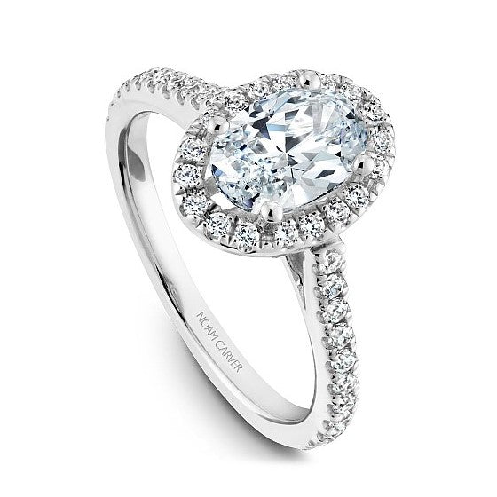 14K White Gold 0.36CTW Diamond Oval Halo Engagement Ring Mounting by Noam Carver