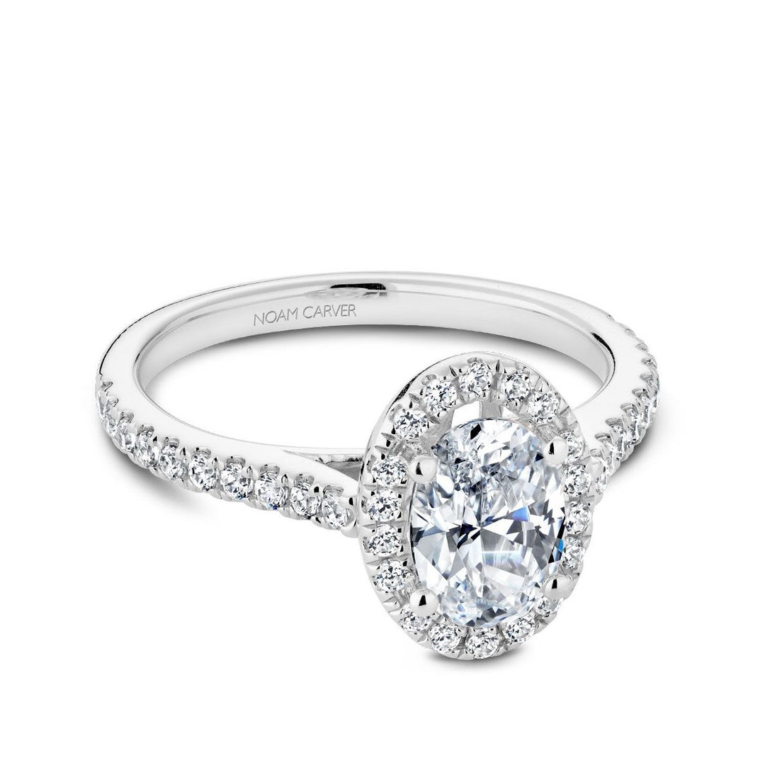 14K White Gold 0.36CTW Diamond Oval Halo Engagement Ring Mounting by Noam Carver