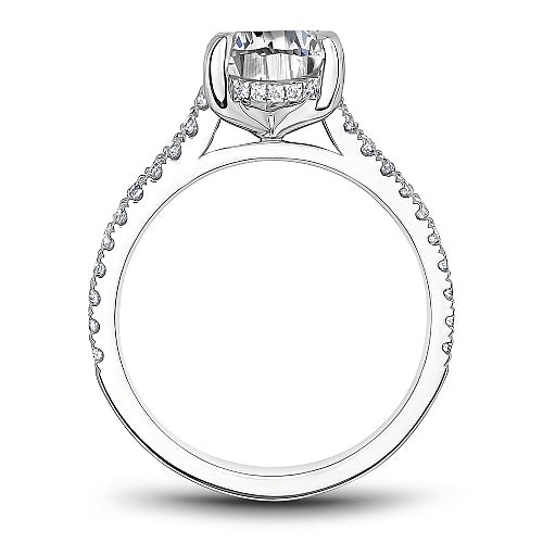 14K White Gold 0.27CTW Diamond Hidden Halo Engagement Ring Mounting by Noam Carver
