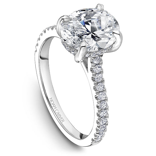 14K White Gold 0.27CTW Diamond Hidden Halo Engagement Ring Mounting by Noam Carver