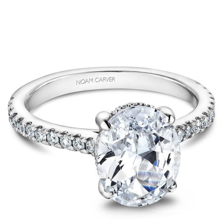 14K White Gold 0.27CTW Diamond Hidden Halo Engagement Ring Mounting by Noam Carver