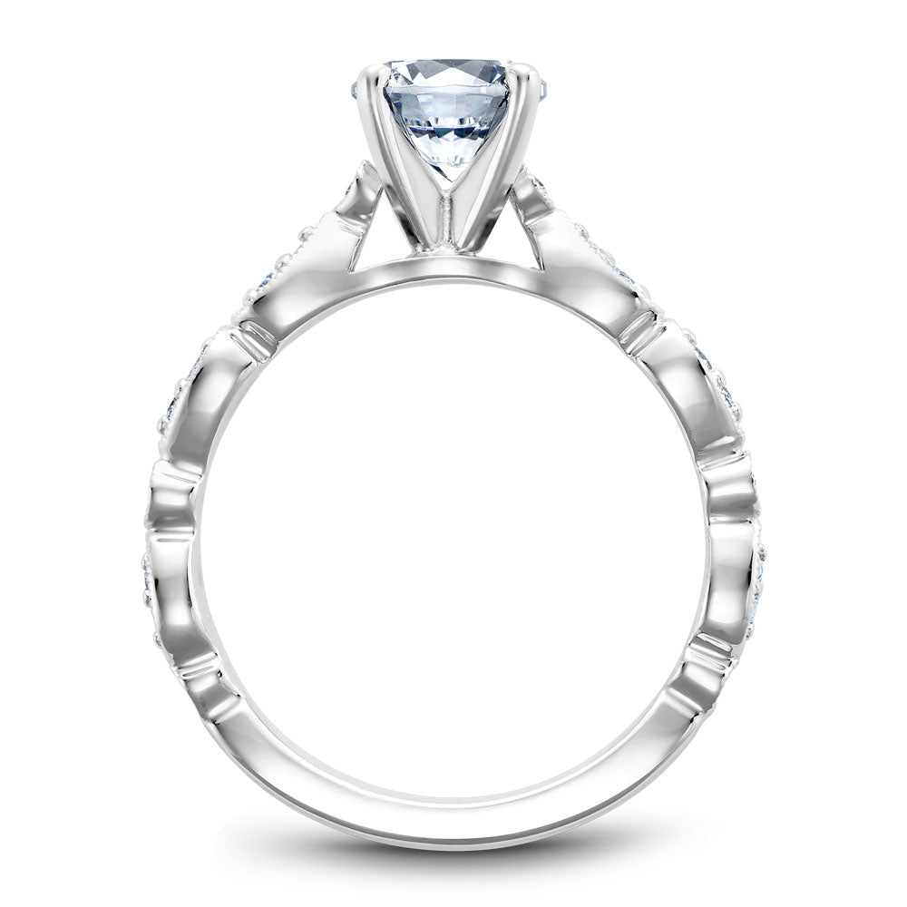 14K White Gold 0.12CTW Diamond Vintage Inspired Engagement Ring Mounting