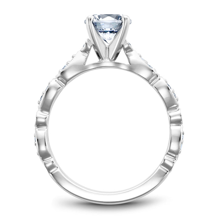 14K White Gold 0.12CTW Diamond Vintage Inspired Engagement Ring Mounting