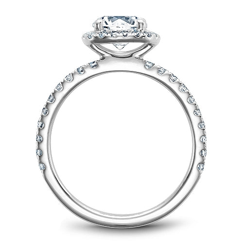 14K White Gold 0.42CTW Diamond Cushion Halo Engagement Ring Mounting by Noam Carver