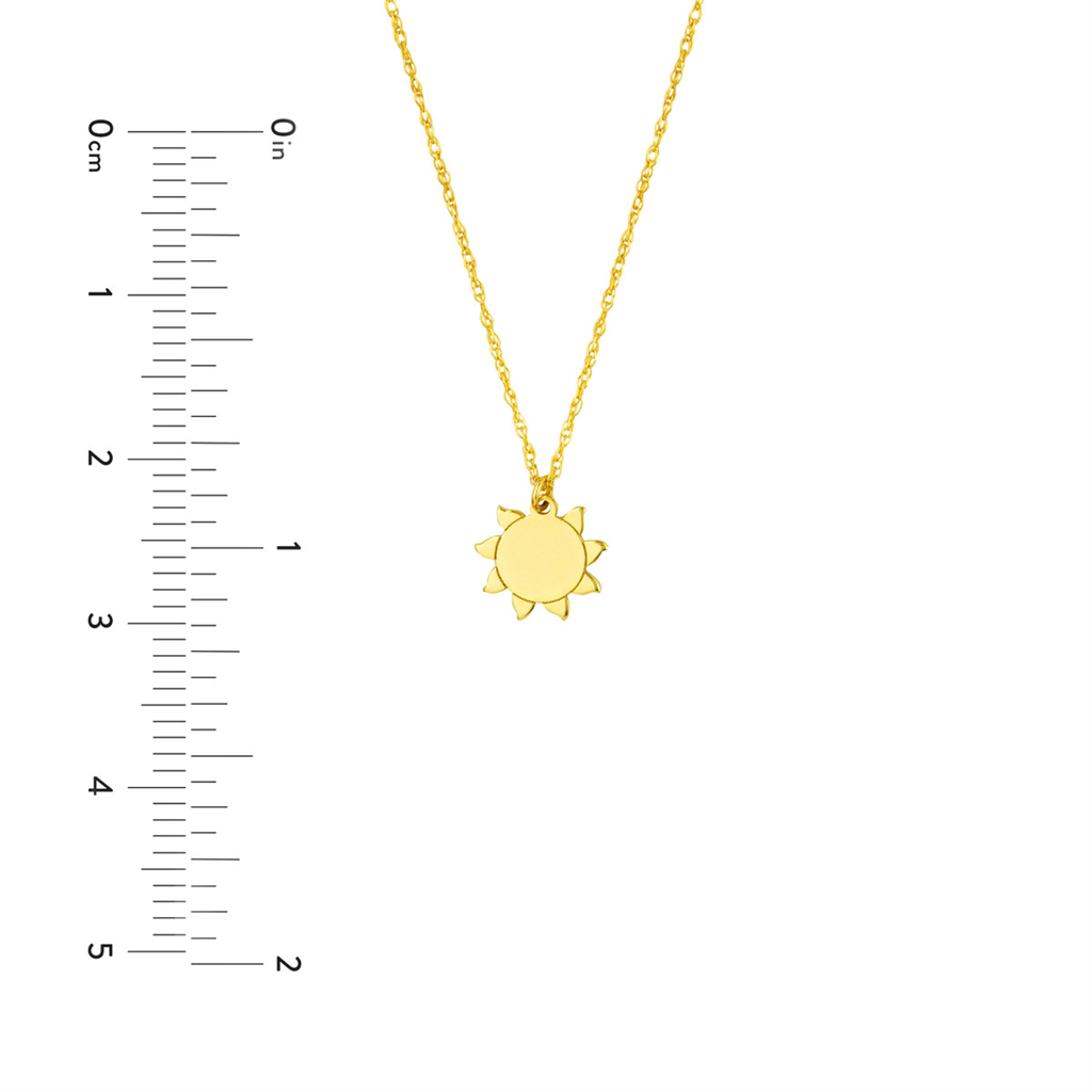 14K Yellow Gold Sun Pendant Necklace by Midas Chain