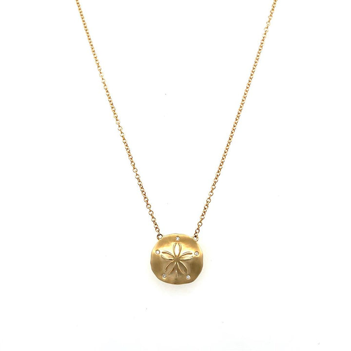 10K Yellow Gold 0.02ctw Diamond Sand Dollar Necklace