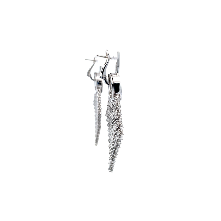 14K White Gold 8.54CTW Diamond Mesh Drop Earrings