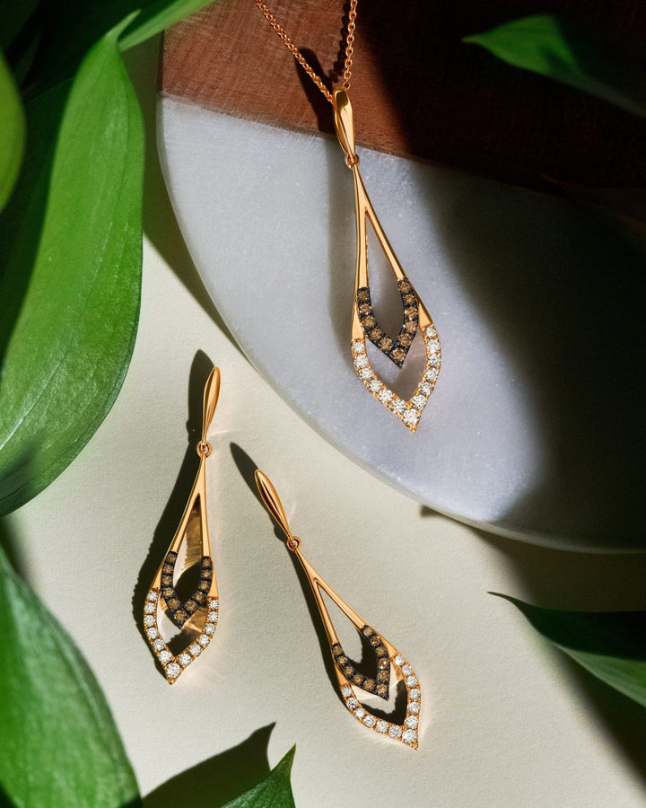 14K Rose Gold 0.39CTW Chocolate & Nude Diamond Drop Earrings by Le Vian