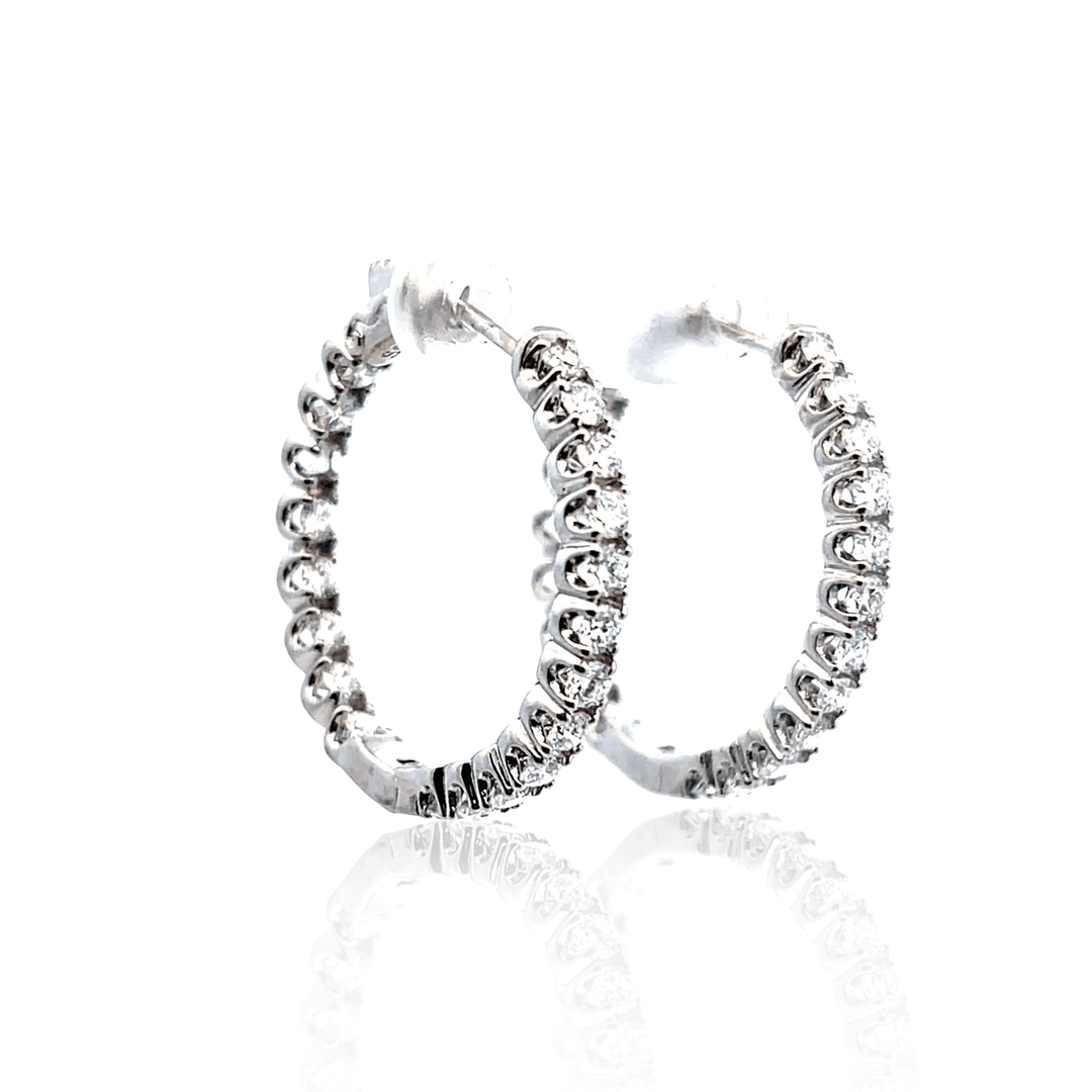 Sterling Silver 2.00CTW Lab Diamond Inside Out Hoop Earrings