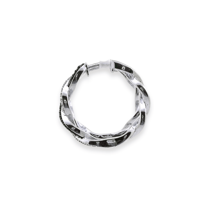 Estate 14K White Gold 0.47CTW Black & White Diamond Twist Hoop Earrings