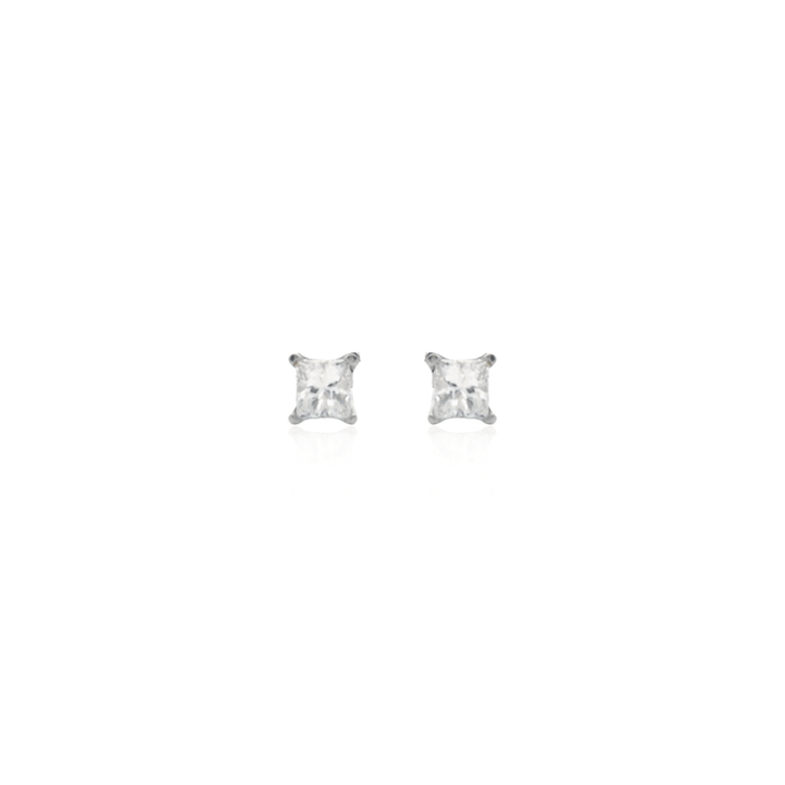 Estate Platinum 0.54CTW Square Brilliant Diamond Solitaire Stud Earrings