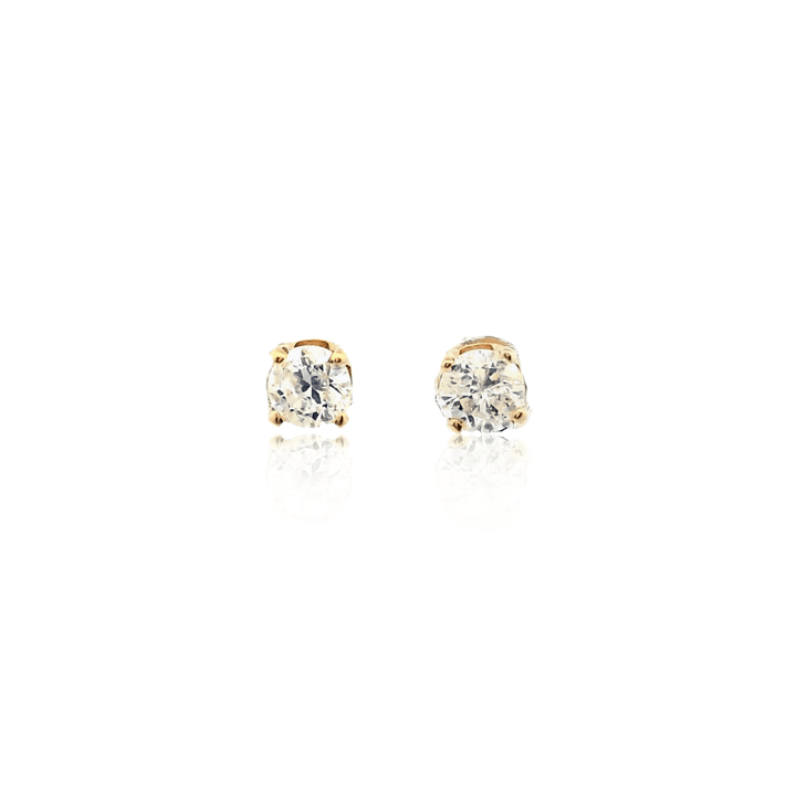 Estate 14K Yellow Gold 0.31CTW Diamond Solitaire Stud Earrings