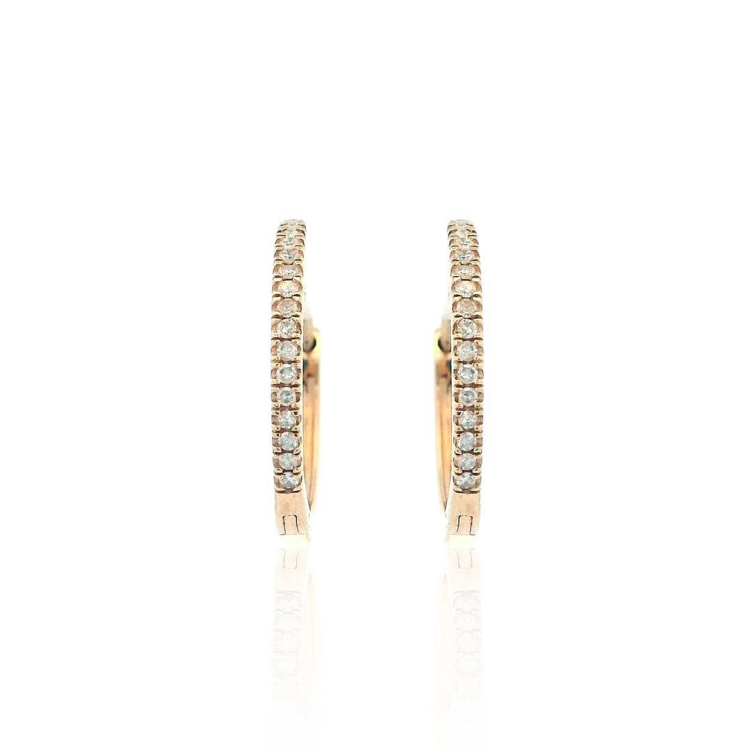 Estate 14K Yellow Gold 0.16CTW Diamond Huggie Hoop Earrings