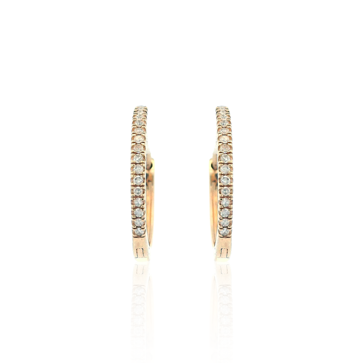 Estate 14K Yellow Gold 0.16CTW Diamond Huggie Hoop Earrings