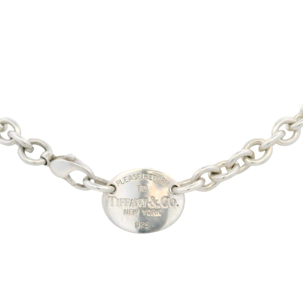 Estate Tiffany & Co. Sterling Silver Tag Necklace - Early 2000s Designer Chain
