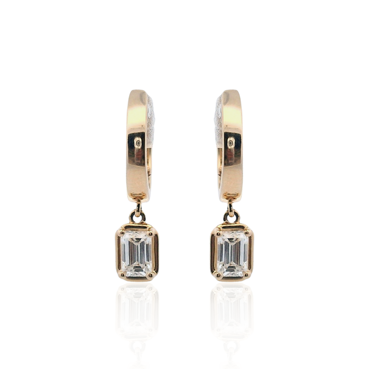 10K Yellow Gold 0.75CTW Emerald-Cut Lab Diamond Drop Earrings