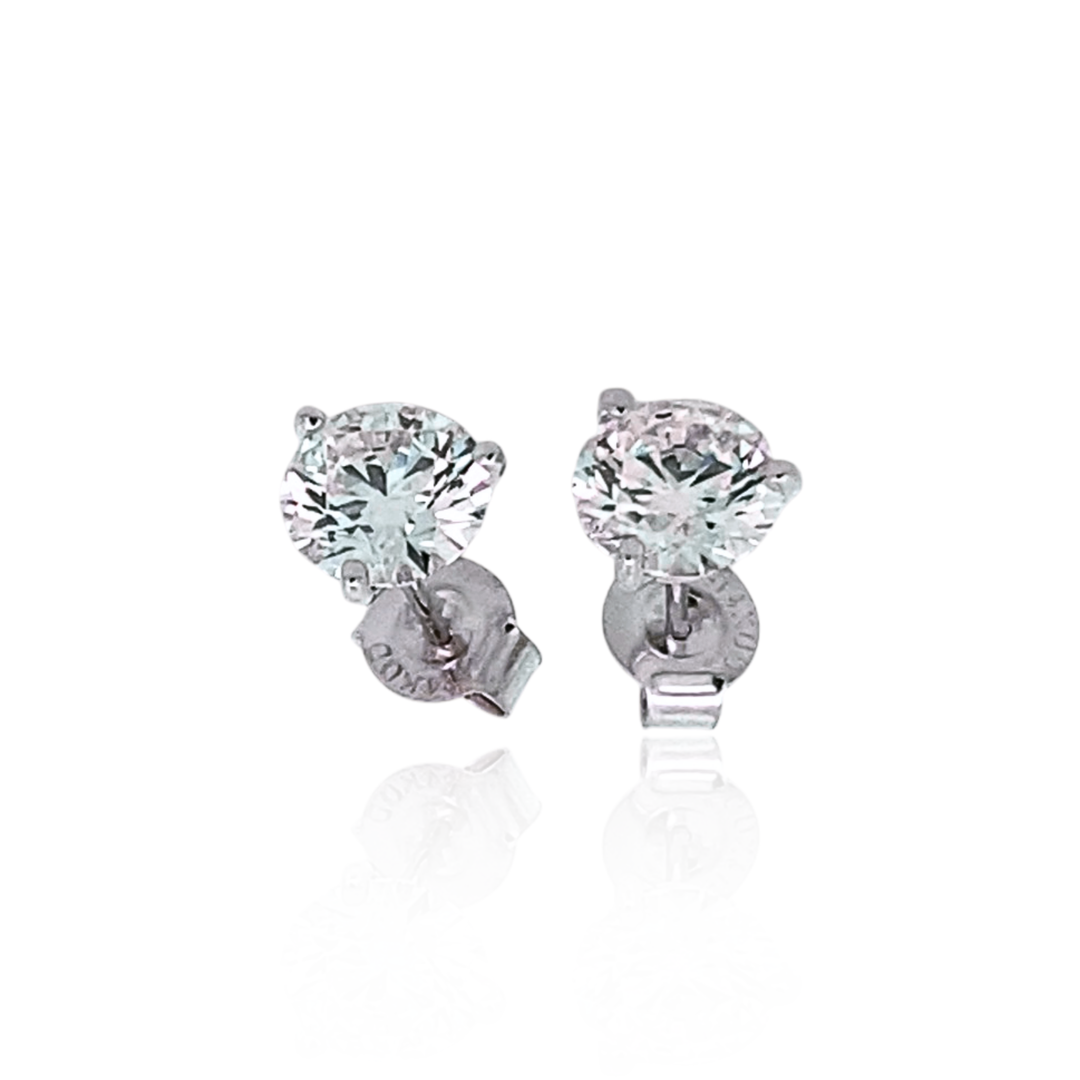 14K White Gold 2.00CTW Lab Diamond Solitaire Stud Earrings