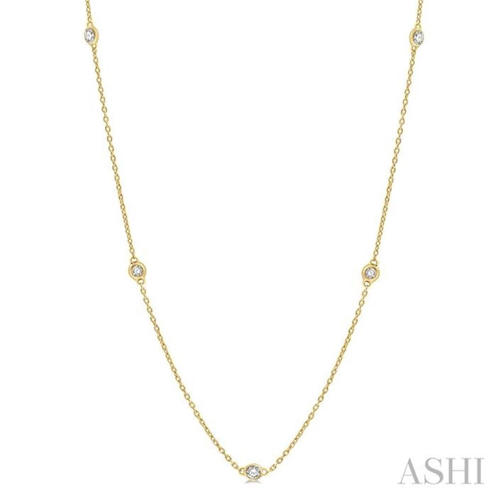 14K Yellow Gold 0.50 TCW Diamond Station 18" Necklace
