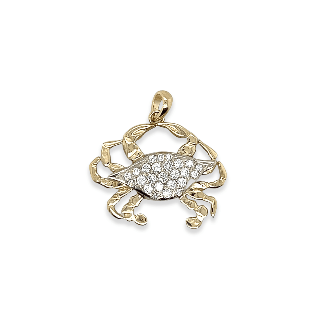 14K Two Tone Gold 0.58CTW Diamond Crab Pendant