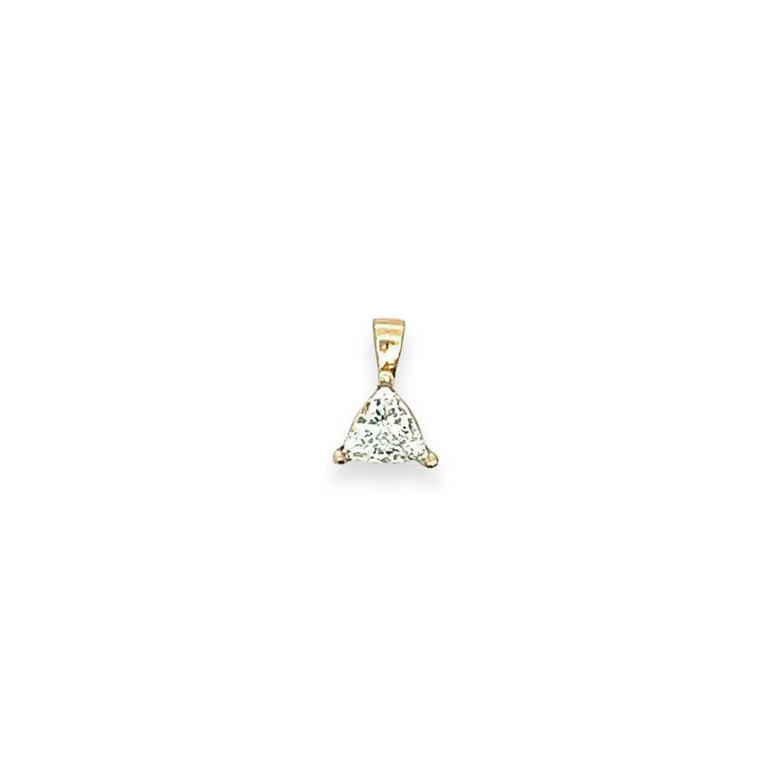 14K Yellow Gold 0.24CTW Trillion-Cut Diamond Solitaire Pendant