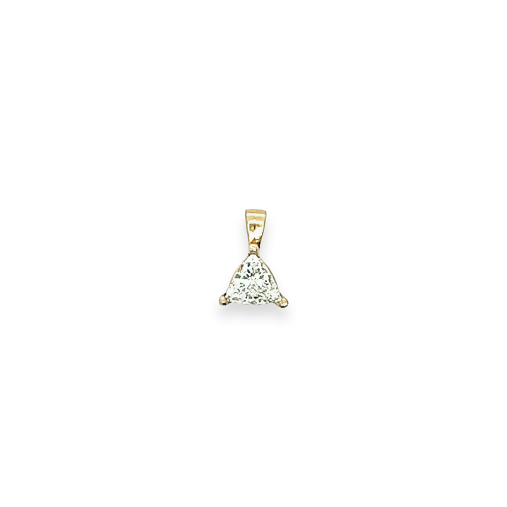 14K Yellow Gold 0.24CTW Trillion-Cut Diamond Solitaire Pendant