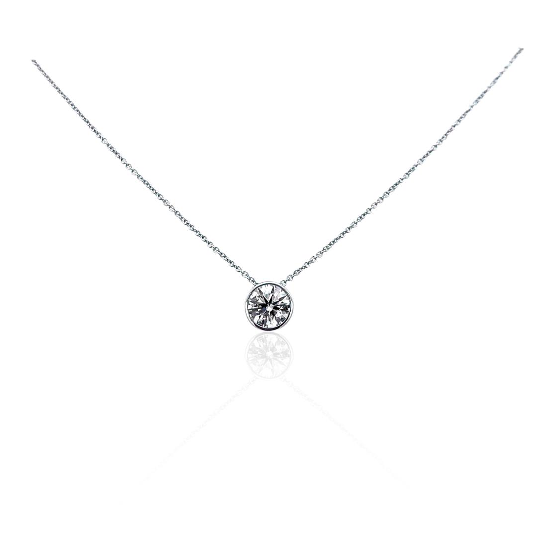 14K White Gold 1.00CTW Lab Diamond Solitaire Necklace