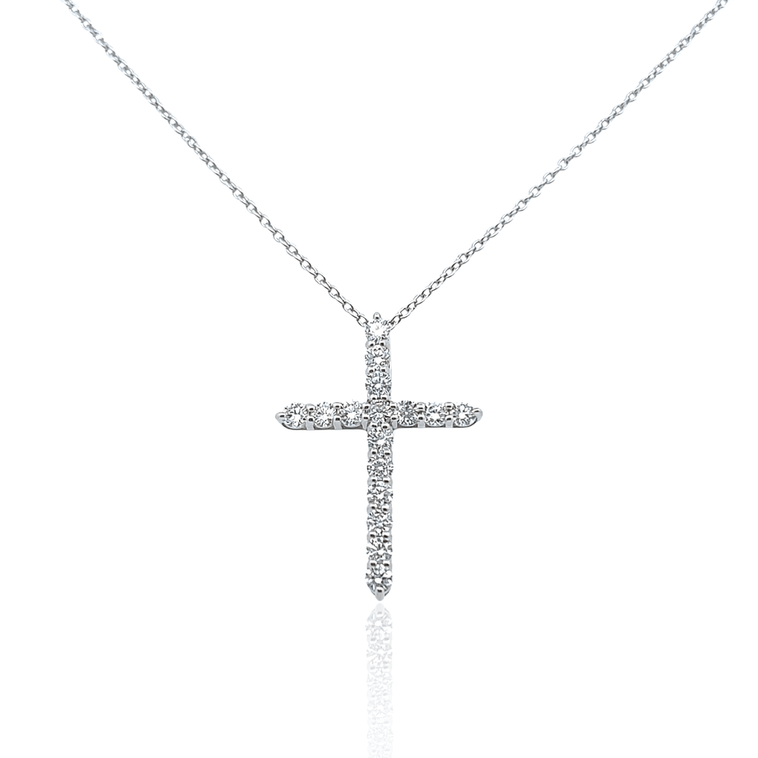 Sterling Silver 1.00CTW Lab Diamond Cross Pendant Necklace
