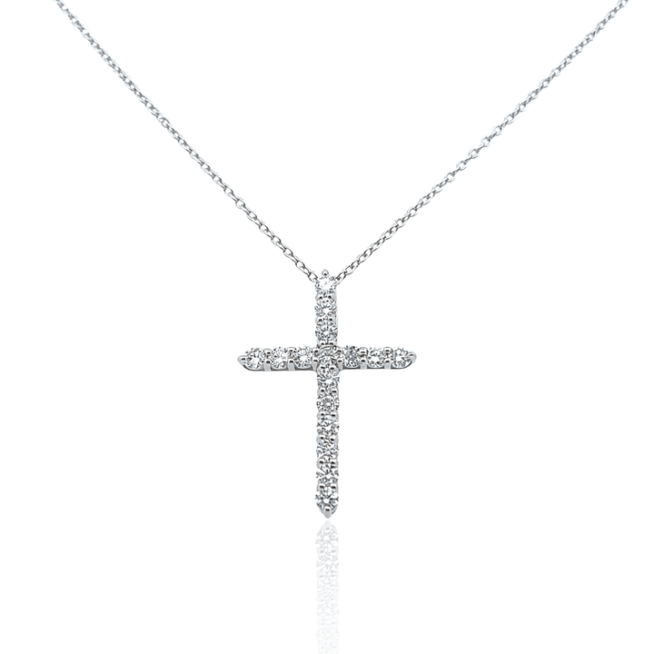 Sterling Silver 1.00CTW Lab Diamond Cross Pendant Necklace