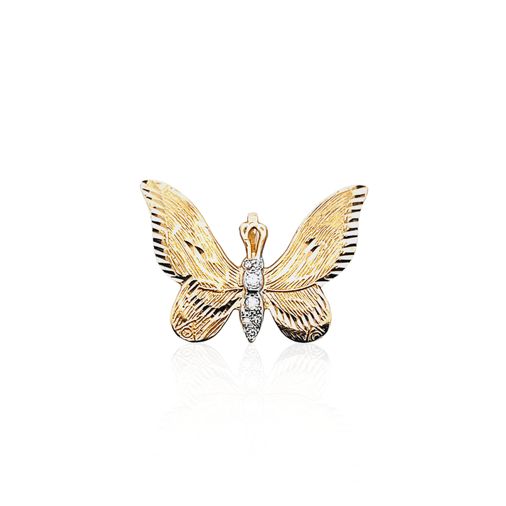 Estate 14K Yellow Gold 0.20CTW Diamond Butterfly Pendant