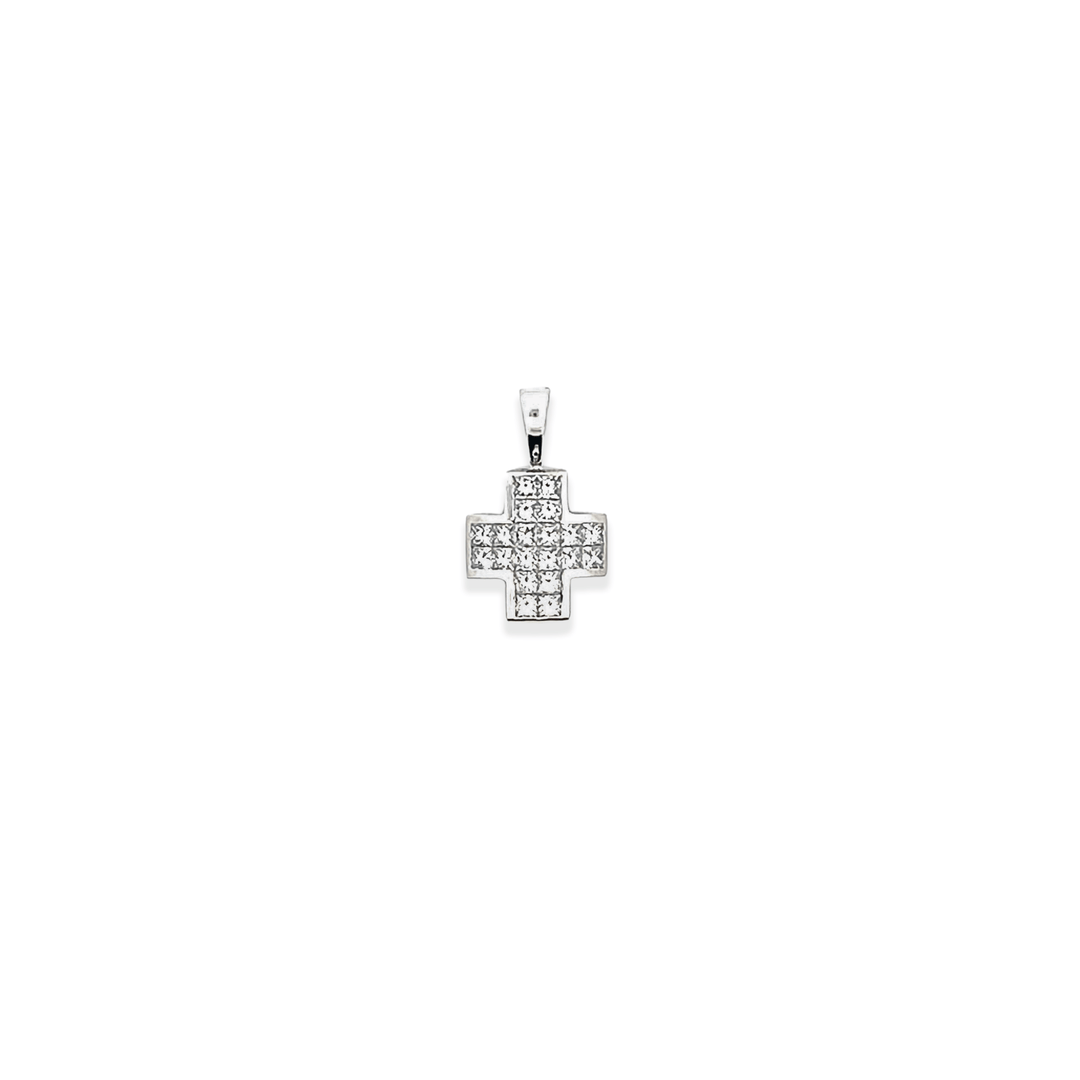 Estate Platinum 2.20CTW Princess-Cut Diamond Cross Pendant