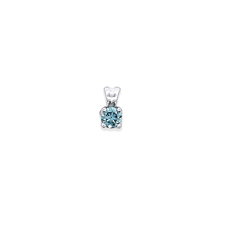 Estate 14KT White Gold 0.46CT Color-Enhanced Blue Diamond Solitaire Pendant