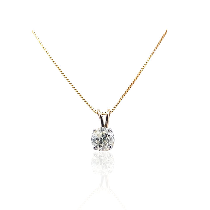 14K Yellow Gold 0.50CTW Vintage Diamond Solitaire Pendant Necklace