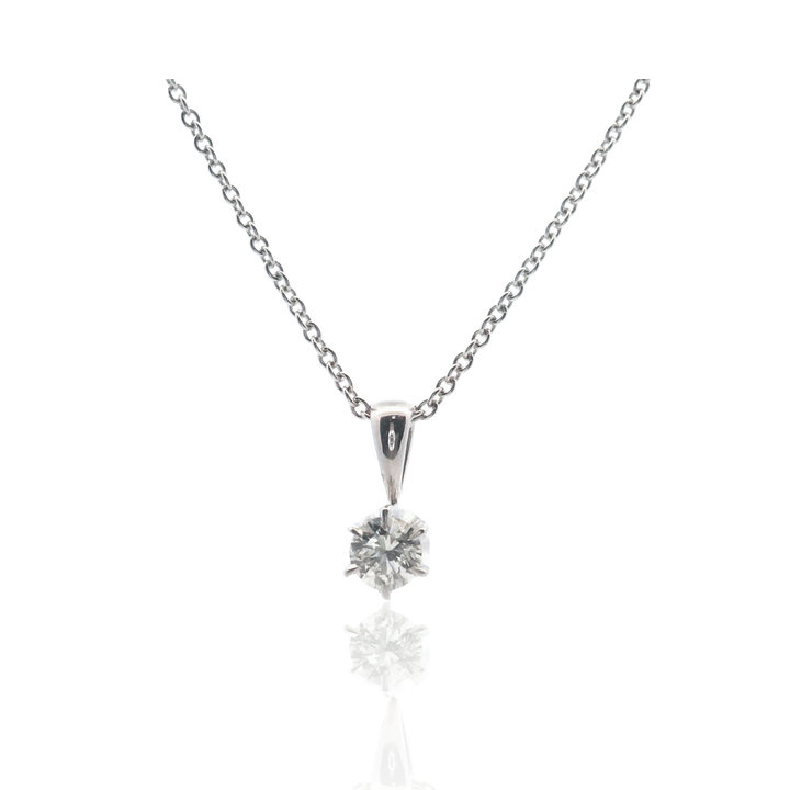 Estate 14K White Gold 0.36CTW Round Brilliant Diamond Solitaire Pendant