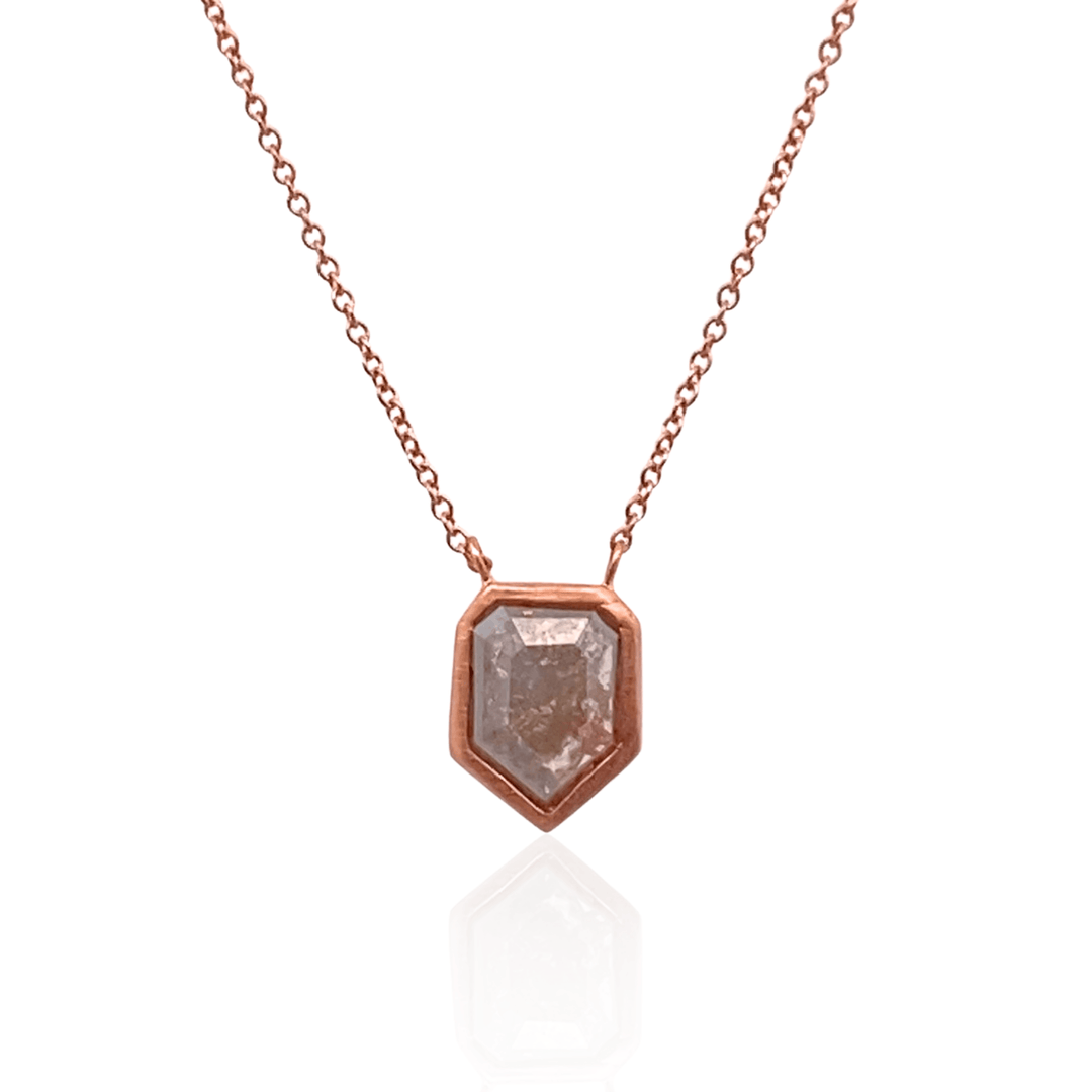14K Rose Gold 1.60CTW Gray Antwerp Diamond Solitaire Necklace by Nelson Coleman