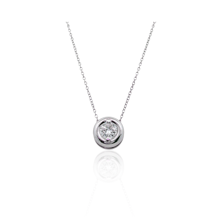 14K White Gold 0.44CTW Diamond Solitaire Necklace